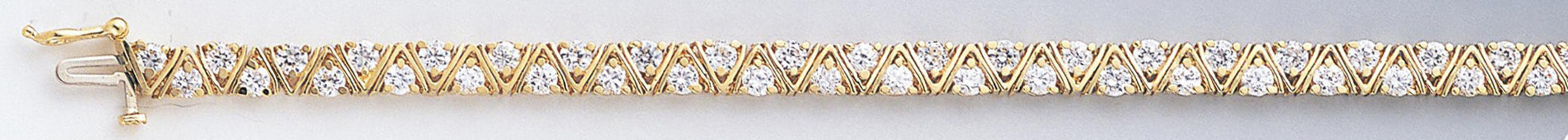 14k Gold V Pattern 5mm Round Cut Cz Tennis Bracelet 7 Inches